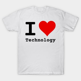 I Love Technology | Stylized Heart Logo Black T-Shirt